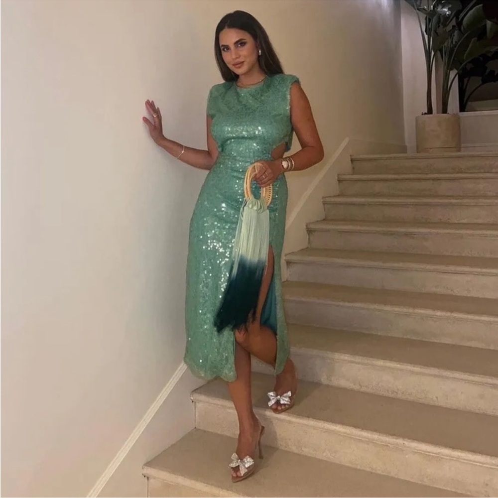 ZARA CUT OUT SEQUIN MIDI DRESS